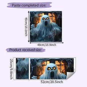 Spider Halloween Horror Web Ghost Fake Window Pattern Home Wall Decorat Sticker