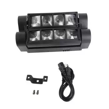 Spider Moving-Head DJ Light LED Beams 8x3W RGBW Сценический свет для вечеринки, клуба, бара, дискотеки чёрный