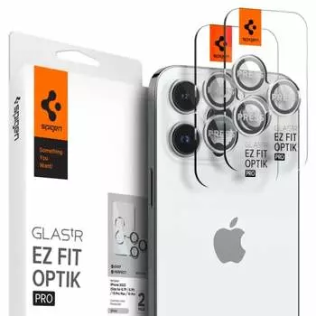 Spigen EZ Fit Optik Pro iPhone 15 Pro, iPhone 15 Pro Max, iPhone 14 Pro, iPhone 14 Pro Max пленка для камеры с набором пасты совместима с iPhone15Pro, iPh