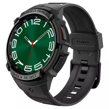Spigen Galaxy Watch 6 Classic 47 мм браслет Интегрированный чехол Противоударный ПК ТПУ Двойная структура Спортивный ремешок Поглощение ударов Прочный царапинам чёрный