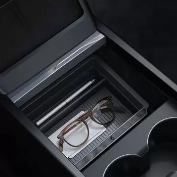 Spigen Tesla Model 3 2024 Highland Center Console Organizer Tray, Smooth Glide Technology, TO220SH ACP07785 (Black)