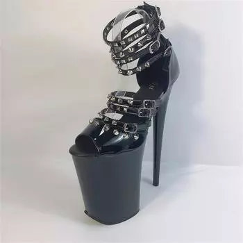 Spiked black sandals women s 2025 new fashion summer fashion high heels stiletto women s sandals fairy style 34 чёрный
