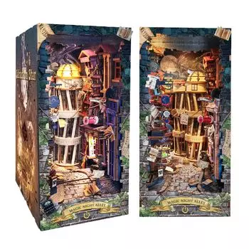 Spilay Booknook Миниатюрный кукольный домик Комплект для книг Подставка для книг Украшение для кукольного домика DIY Поделка Ручной работы Деревянный подарок для кукольного домика Рождественский подарок Для возраста 14 лет