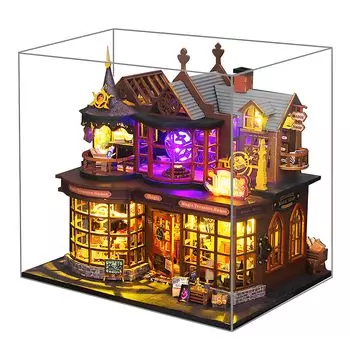 Spilay DIY Castle Building Scene Model Деревянный кукольный домик Миниатюрный кукольный домик Набор для самостоятельной сборки для начинающих Светодиодная музыкальная шкатулка Dust Рождественский подарок Сокровище