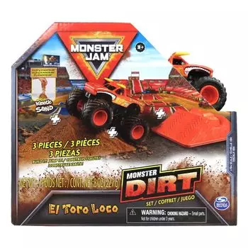 Spin Master Monster Jam Официальный набор Kinetic Dirt El Toro Loco Jam Dirt Набор El Toro Monster Truck Литой миниатюрный мини-автомобиль Официальный кинетический песок
