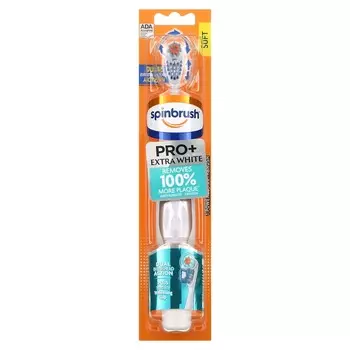 Spinbrush, Pro+ Extra White, электрическая зубная щетка, мягкая, 1 зубная щетка