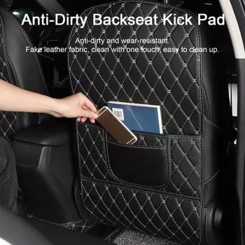 Спинка автомобильного сиденья с защитной крышкой, сумка для хранения, установка, универсальная, легкая, грязеотталкивающая, искусственная A чёрный/белый