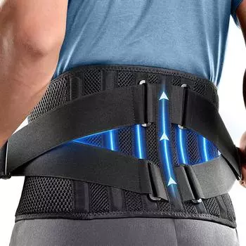 Спинка для облегчения боли в нижней части спины с 7 опорами. Регулируемая поддержка спины для работы. Противоскользящая поясничная опора для ишиаса, сколиоза. S/M