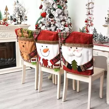 Спинка стула Украшение дома Чехлы на сиденья стула Чехлы на стулья Рождественские украшения Кухонные принадлежности