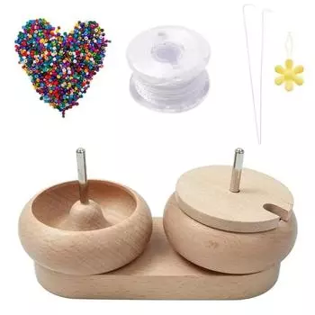 Спиннер для деревянных бусин для изготовления ювелирных изделий, ручной Спиннер для бисера с двойной чашей, набор с хрустальной проволокой, красочные бусины, швейные аксессуары