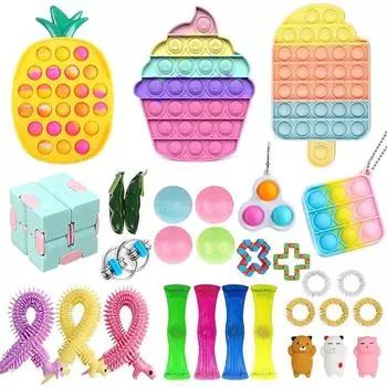 Спиннер для снятия тревоги, гаджет с брелоком, мяч для снятия стресса, мини-кубик с фасолью, головоломка, сенсорный шарик, игрушка