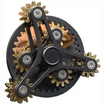 Спиннер из чистой латуни, шестерни, гироскоп, игрушка, металлический ручной спиннер «сделай сам», с несколькими подшипниками премиум-класса (13 подшипников) 10.2x10.2x3.5cm чёрный