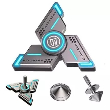 Спиннеры Cyclone Fidget со светящимся, прочным высокоскоростным бесшумным подшипником, спиннером для пальцев для взрослых и детей (Аксессуары «сделай сам» в комплекте) 7.1x7.1x1.9cm серый/синий