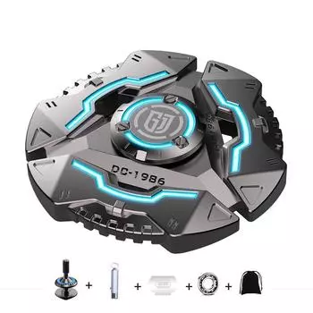Спиннеры Shield Fidget, серый металл с синим светящимся, прочный высокоскоростной бесшумный подшипник, спиннер для пальцев для взрослых и детей (Фонарик в комплекте) зелёный