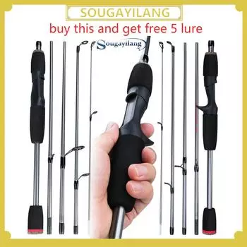 Спиннинговая/кастинговая удочка 1,7 м, 5 секций, удочка из стекловолокна, стекловолокна для фидерной рыбалки Casting rod 1.7m