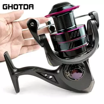 Спиннинговая катушка 1000 2000 3000 4000 5000 6000 7000 Рыболовная катушка с длинным ходом, рыболовные снасти в пресной/морской воде 1000 Series чёрный