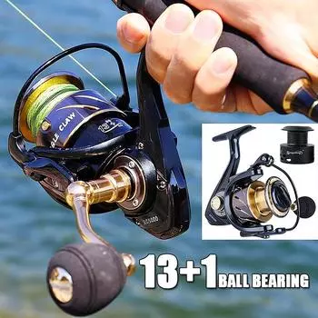 Спиннинговая катушка 13+1 из нержавеющей стали с экранированными подшипниками, двойная катушка для морской и пресноводной рыбалки EC2000