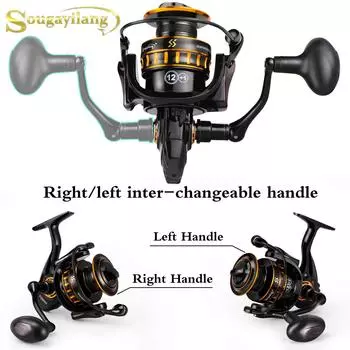 Спиннинговая рыболовная катушка 12 + 1BB, металлическая шпуля, чашка со свободной леской, перетаскивание 10 кг, левая/правая рыболовная катушка, высокопрочная катушка с леской 5,5:1 Series 1000