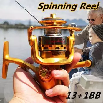 Спиннинговая рыболовная катушка 13 + 1BB, цельнометаллическое рыболовное колесо, рыболовная катушка для ловли окуня, карпа, троллинга, рыболовные снасти 2000