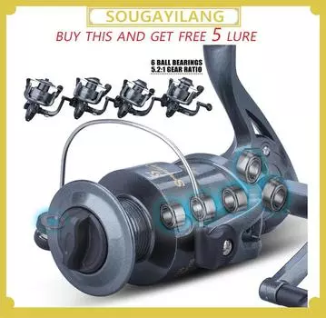 Спиннинговая рыболовная катушка с 6 шарикоподшипниками, левая/правая рыболовная катушка, высокопрочная катушка с леской 5,2:1 1000