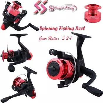 Спиннинговая рыболовная катушка Sougayilang, передаточное число 5,2:1, 3 BB, сверхлегкий корпус, сменная рукоятка красный