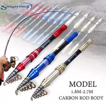 Спиннинговая удочка 1,8-2,7 м, 99% углеродное волокно, удочка для путешествий, инструменты для рыбалки на открытом воздухе 1.8m красный