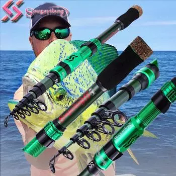 Спиннинговая удочка из углеродного волокна, телескопическая удочка для скальной удочки, удочка для подачи карпа, спиннинговая удочка для серфинга 1.8m