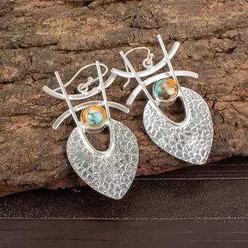 Spiny Oyster Gemstone 925 Sterling Silver Jewelry Handmade Dangle Earrings 1.78 EE-64-31