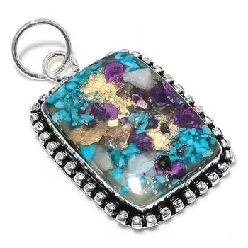 Spiny Oyster Gemstone Handmade 925 Sterling Silver Jewelry Pendant 2.25 V9h06