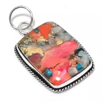 Spiny Oyster Gemstone Handmade 925 Sterling Silver Jewelry Pendant 2.21 S0y63