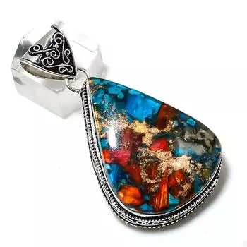 Spiny Oyster Gemstone Handmade 925 Sterling Silver Jewelry Pendant 2.21 v5Z78