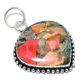 Spiny Oyster Gemstone Handmade 925 Sterling Silver Jewelry Pendant 2.21 s6Q88