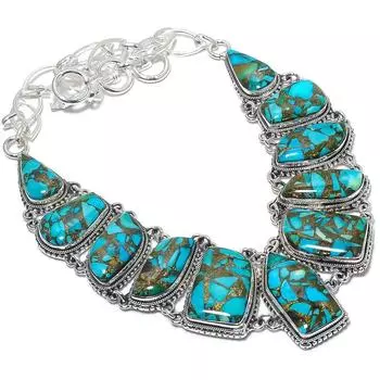 Колючая устрица бирюзовый драгоценный камень ручная работа 925 серебряное ювелирное ожерелье 18 дюймов JCN484-322