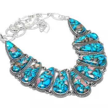 Украшение из серебра 925 пробы ручной работы с бирюзой и колючей устрицей, ожерелье 18 JCN484-460