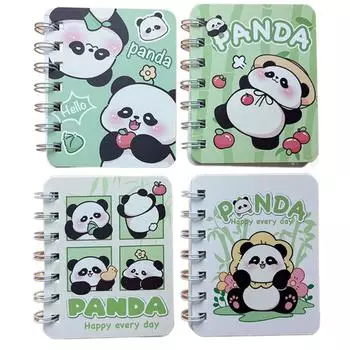 Spiral Book Flip Coil Book Panda Pocket Notebooks Student Mini Notebook Stationery Random 1pc