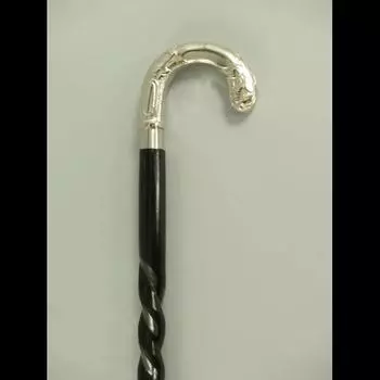 Спиральная деревянная трость изогнутая серебряная хромированная ручка с головкой ручной работы стильная 36 Inch чёрный
