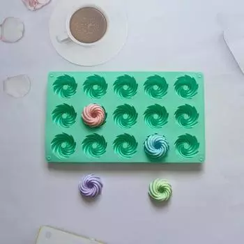 Спиральная форма для торта с 15 полостями, антипригарная пищевая силиконовая форма для мусса, десерта, шоколада, формы для выпечки, формы для выпечки синий