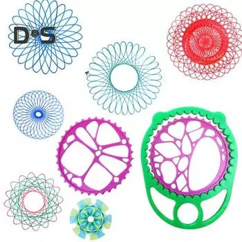 Спиральная художественная шестерня, геометрическая линейка, инструмент для рисования, шаблон спирального круга, набор для рисования, обучающий трафарет для рисования спиральной кривой, товары для рукоделия оранжевый/синий