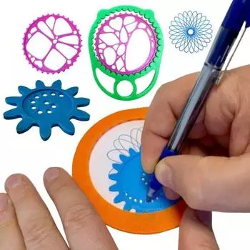 Спиральная художественная шестерня, геометрическая линейка, инструмент для рисования, шаблон спирального круга, набор для рисования, обучающий трафарет для рисования спиральной кривой, товары для рукоделия оранжевый/синий