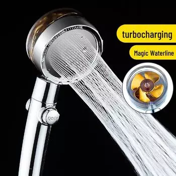 Спиральная насадка для душа с узким хватом для домашней ванны - однокнопочный выключатель воды Lotus. electroplating shower head золотистый