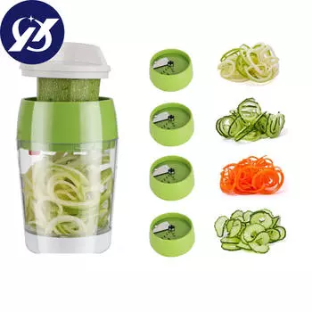 Спиральная овощерезка, машина для изготовления лапши, кабачков, овощерезка, трубчатый экструдер, многофункциональный дизайн 4 в 1, острые ножи с ручной регулировкой зелёный