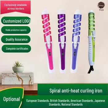 Спиральная плойка с защитой от ожогов и электрическим нагревательным стержнем для крупных локонов и укладки US regulations