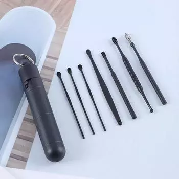 Спиральные инструменты для ухода за ушами Earpick, двухсторонний очиститель ушных каналов, ложка для удаления ушной серы чёрный