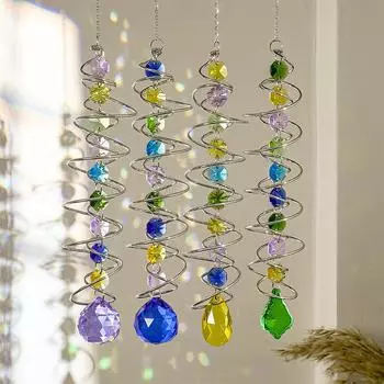 Спиральные колокольчики, хрустальные колокольчики, радуга, создатель подвесных украшений для окон, сада, окон, домашнего декора