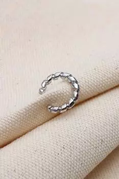 Спиральные серьги-каффы серебряного цвета с хрящом