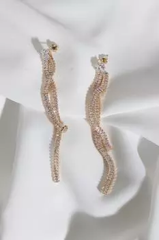 Спиральные серьги золотого цвета для вечернего платья