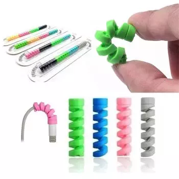 Спиральный чехол для кабеля передачи данных, силиконовый защитный чехол, подходящий для мобильного телефона, обычно используемый кабель для зарядки, устойчивый к поломкам One Size