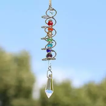Спиральный хвост ветряной вертушка ловец солнца шар стабилизатор чакра бусина подвесной кинетический ветряной колокольчик создатель радуги садовый декор 18.5*3.5cm