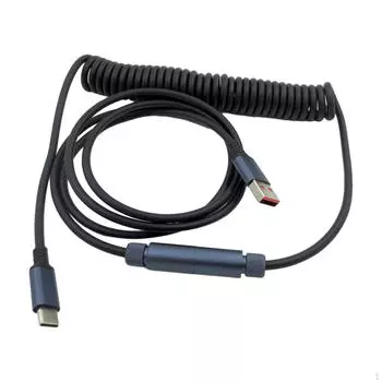 Спиральный кабель типа C для клавиатуры, гибкий, 1,4 м, пружинный, растягивающийся для механических устройств