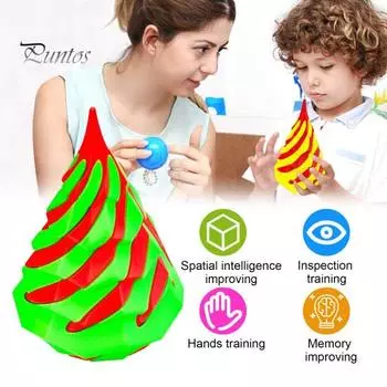 Спиральный конус, игрушка-фиджет, проходная рождественская елка, игрушка-фиджет, антистрессовая мини-елка, сенсорная игрушка, напечатанная на 3D-принтере, невозможный конус для офиса и дома жёлтый/красный